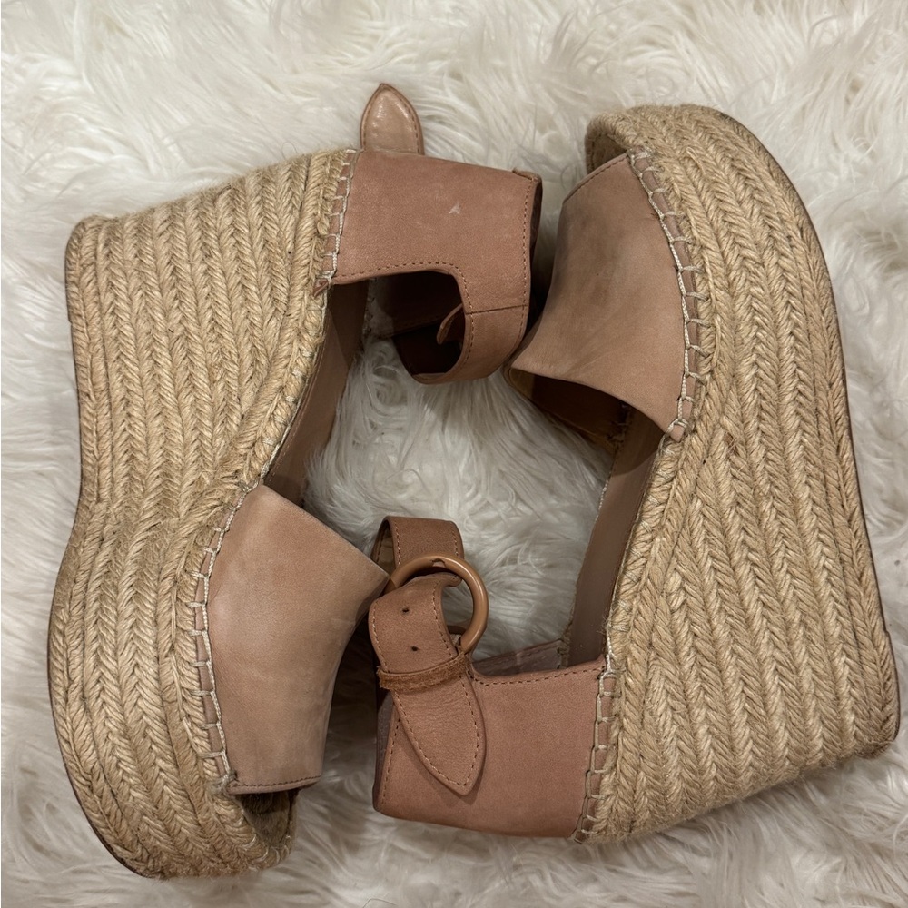 Marc Fisher blush espadrille wedges